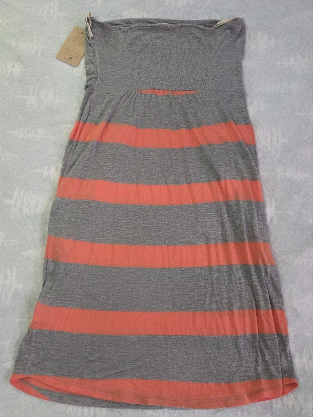 NEW THREADS 4 THOUGHT Strapless Striped Grey & heavenly Peach Dress Size L